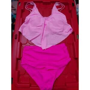 2 piece swim pink and hot pink size small